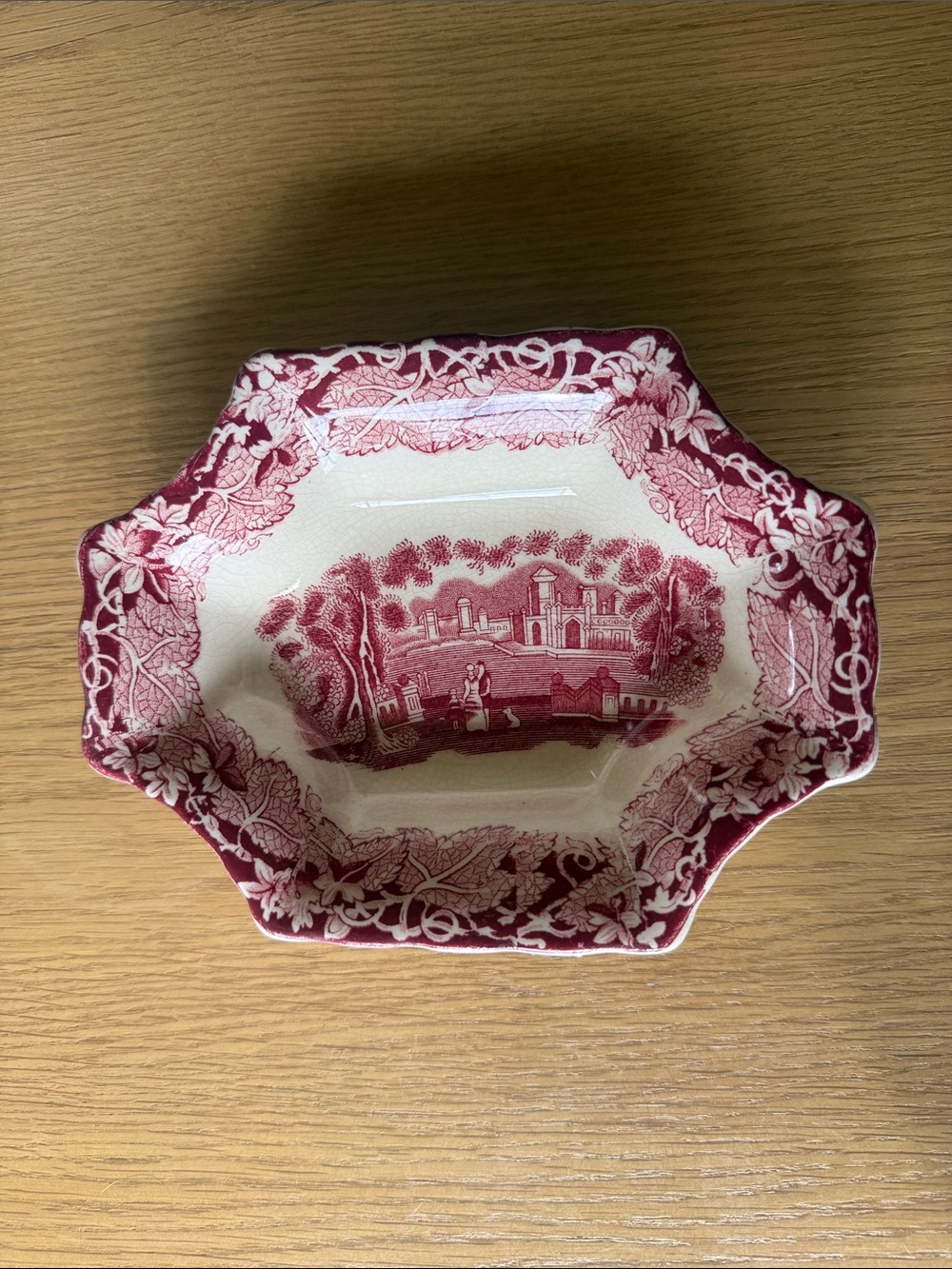 Masons Cream and Red Marked Ceramic Dish Vintage